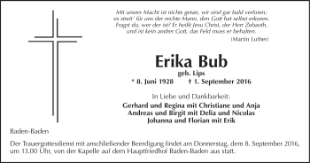 Anzeige von Erika Bub von MGO