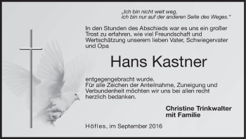 Anzeige von Hans Kastner von MGO