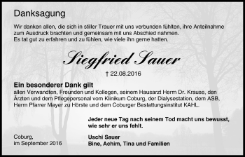 Anzeige von Siegfried Sauer von MGO