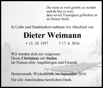 Anzeige von Dieter Weimann von MGO