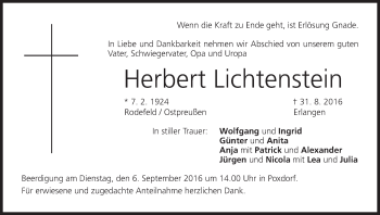 Anzeige von Herbert Lichtenstein von MGO
