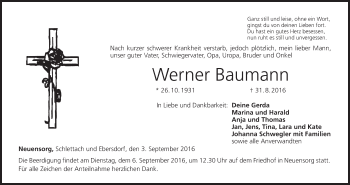 Anzeige von Werner Baumann von MGO