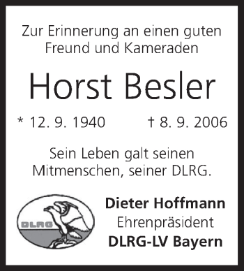 Anzeige von Horst Besler von MGO