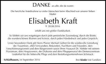 Anzeige von Elisabeth Kraft von MGO