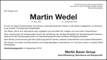 Anzeige von Martin Wedel von MGO