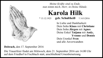 Anzeige von Karola Hilk von MGO