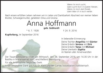 Anzeige von Anna Hoffmann von MGO