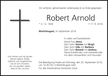 Anzeige von Robert Arnold von MGO