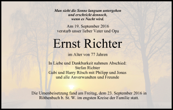 Anzeige von Ernst Richter von MGO