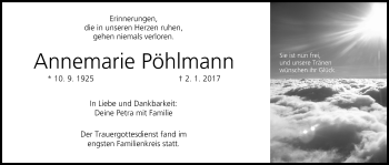Anzeige von Annemarie Pöhlmann von MGO