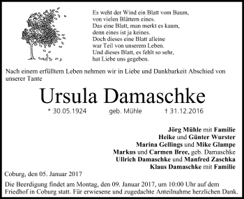 Anzeige von Ursula Damaschke von MGO