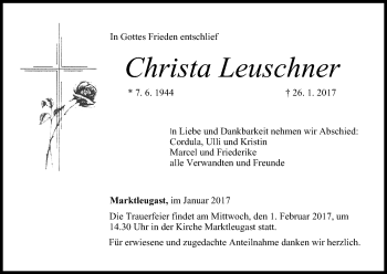 Anzeige von Christa Leuschner von MGO