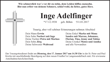 Anzeige von Inge Adelfinger von MGO