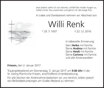 Anzeige von Willi Renk von MGO