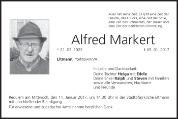 Anzeige von Alfred Markert von MGO