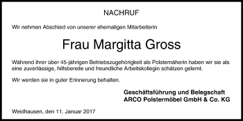 Anzeige von Margitta Gross von MGO