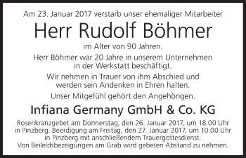Anzeige von Rudolf Böhmer von MGO