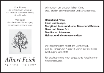 Anzeige von Albert Feick von MGO