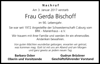 Anzeige von Gerda Bischoff von MGO