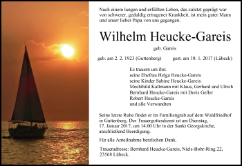 Anzeige von Wilhelm Heucke-Gareis von MGO