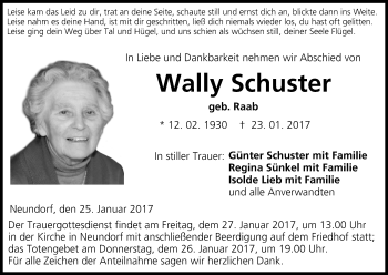 Anzeige von Wally Schuster von MGO