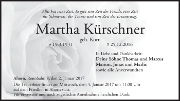 Anzeige von Martha Kürschner von MGO