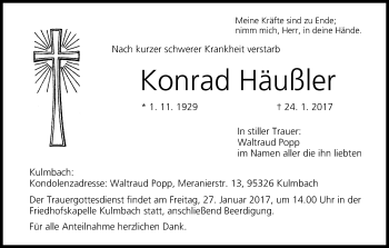 Anzeige von Konrad Häußler von MGO