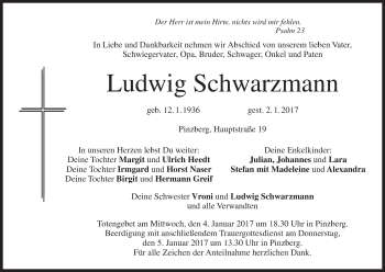 Anzeige von Ludwig Schwarzmann von MGO