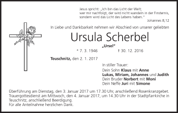 Anzeige von Ursula Scherbel von MGO