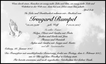 Anzeige von Irmgard Rampel von MGO