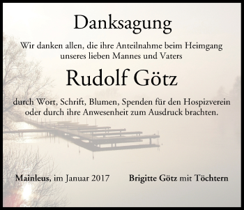 Anzeige von Rudolf Götz von MGO