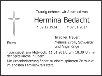 Anzeige von Hermina Bedacht von MGO
