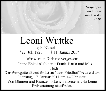 Anzeige von Leoni Wuttke von MGO
