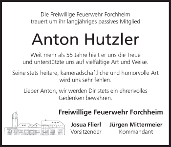 Anzeige von Anton Hutzler von MGO