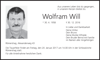 Anzeige von Wolfram Will von MGO