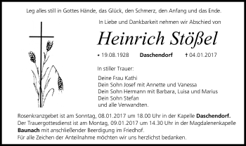 Anzeige von Heinrich Stößel von MGO