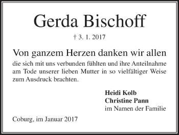 Anzeige von Gerda Bischoff von MGO