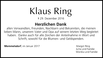 Anzeige von Klaus Ring von MGO