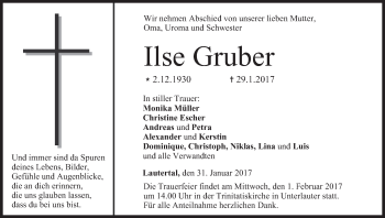 Anzeige von Ilse Gruber von MGO