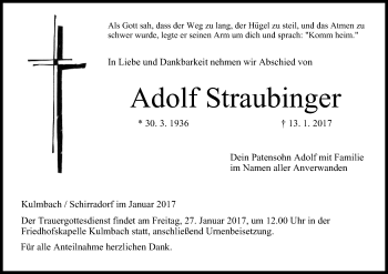 Anzeige von Adolf Straubinger von MGO