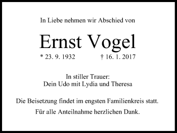 Anzeige von Ernst Vogel von MGO