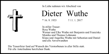 Anzeige von Dieter Wuthe von MGO