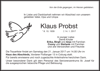 Anzeige von Klaus Probst von MGO