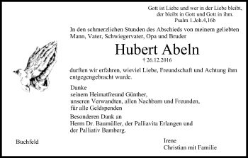 Anzeige von Hubert Abeln von MGO