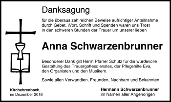 Anzeige von Anna Schwarzenbrunner von MGO