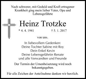Anzeige von Heinz Trotzke von MGO