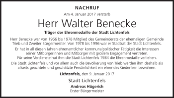 Anzeige von Walter Benecke von MGO