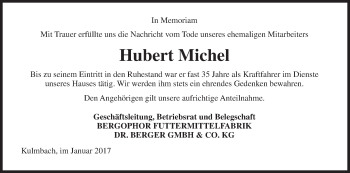 Anzeige von Hubert Michel von MGO