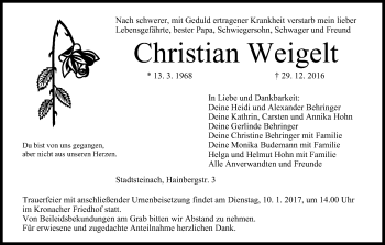Anzeige von Christian Weigelt von MGO