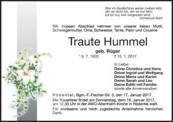 Anzeige von Traute Hummel von MGO
